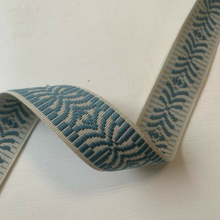 COUPON 60 CM Tassenband Ribbon Arch Thick Ivory & Raf Blue 40mm