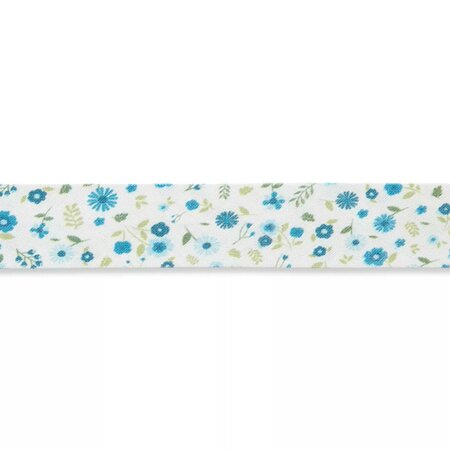 Biaisband Mille Fleurs Petrol Green 20mm