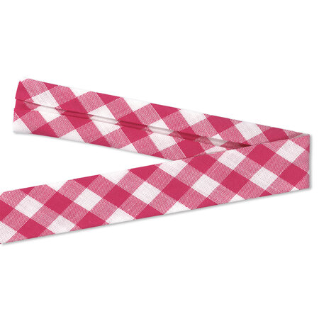 Biaisband Check Cerise 20mm (GOTS)