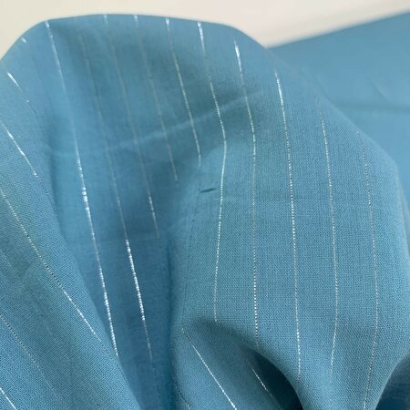 DEADSTOCK Light Blue Glitter Lines VISCOSE