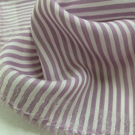 DEADSTOCK Lilac White Stripes VISCOSE SATIJN