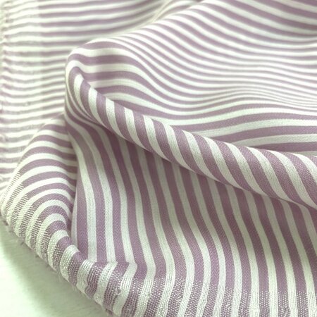 DEADSTOCK Lilac White Stripes VISCOSE SATIJN