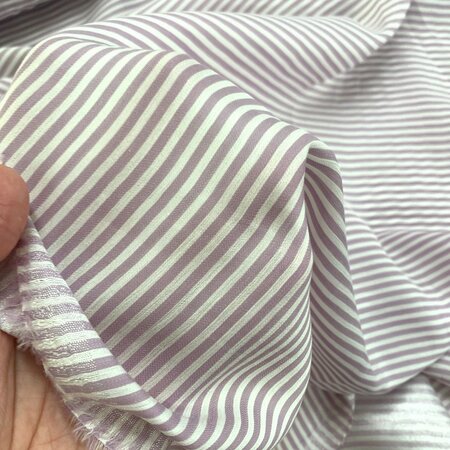 DEADSTOCK Lilac White Stripes VISCOSE SATIJN