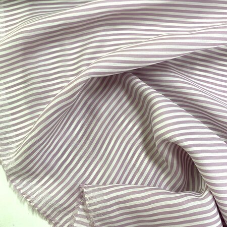DEADSTOCK Lilac White Stripes VISCOSE SATIJN