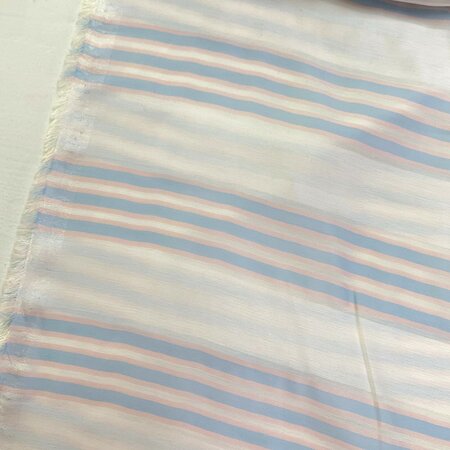 DEADSTOCK Blue Pink White Stripes VISCOSE SATIJN