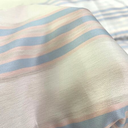 DEADSTOCK Blue Pink White Stripes VISCOSE SATIJN