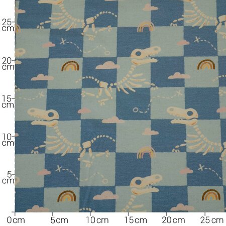 Hilco - Little Explorer Check Blue FRENCH TERRY - OEKO-TEX