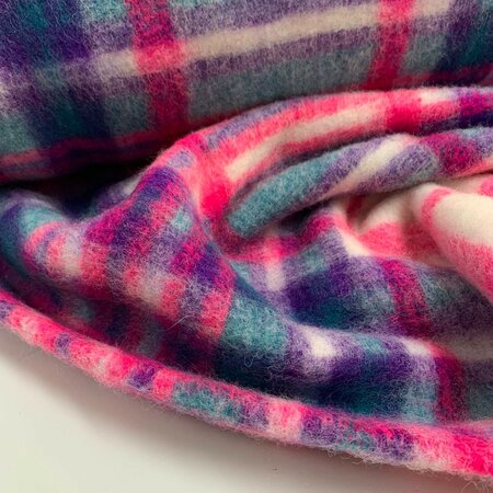 Hilco - Purple Neon Pink Pop Check Mantelstof WOL