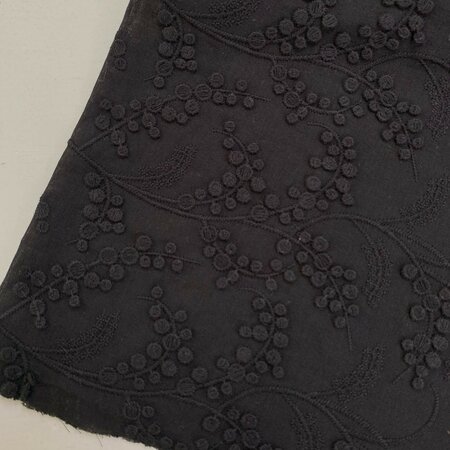 COUPON 35cm C.Pauli Mimosa Black - Broderie