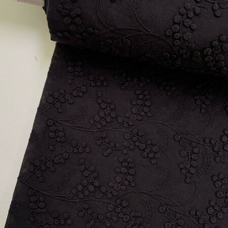 COUPON 35cm C.Pauli Mimosa Black - Broderie