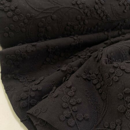 COUPON 35cm C.Pauli Mimosa Black - Broderie