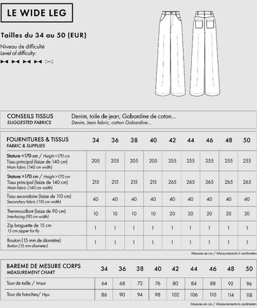 Atelier Brunette - Le Jean Wide Leg - papier patroon