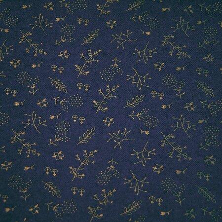 Katia - Gold & Navy Leaves FLANNEL COTTON