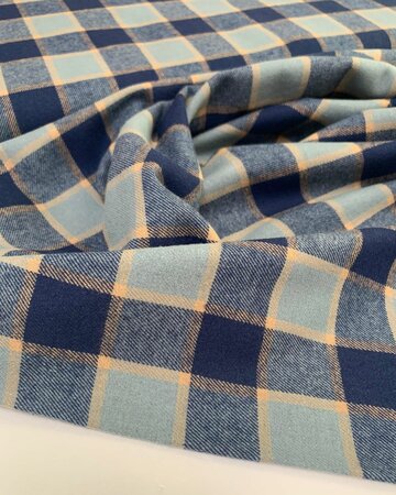 TOPTEX Blue Mint Check FLANEL KATOEN