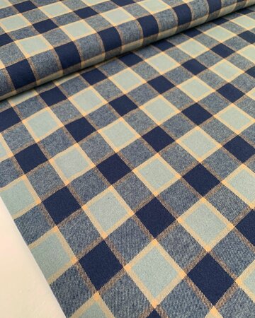 TOPTEX Blue Mint Check FLANEL KATOEN