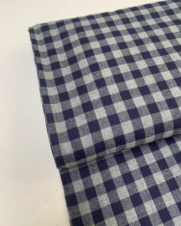 TOPTEX Marine/Grey Check FLANEL KATOEN 