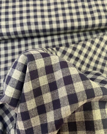TOPTEX Offwhite/Black  Check FLANEL KATOEN 