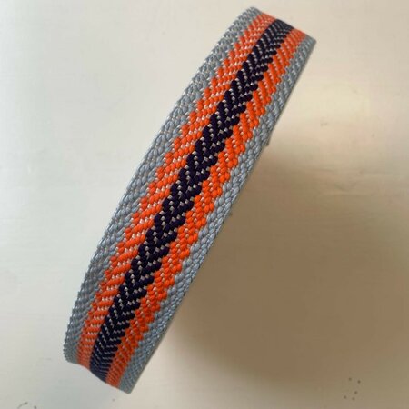 COUPON 185 CM Tassenband Herringbone Sky Blue, Orange, Dark Blue 40mm 