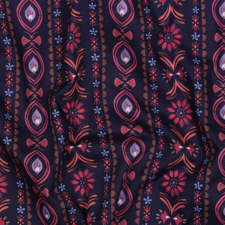 Verhees - Digital Flowers Navy - POPLIN Oekotex KATOEN