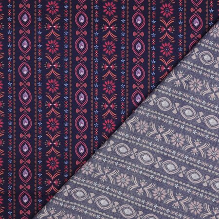 Verhees - Digital Flowers Navy - POPLIN Oekotex KATOEN