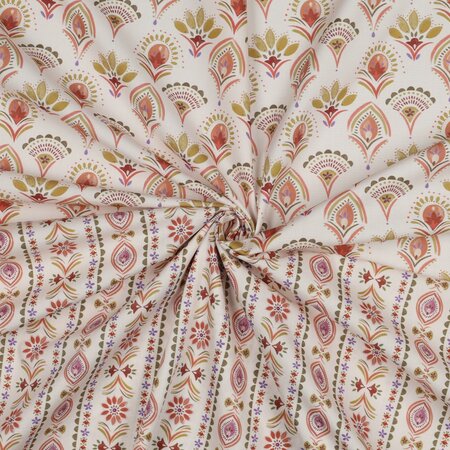 Verhees - Digital Flowers Off white - POPLIN Oekotex KATOEN