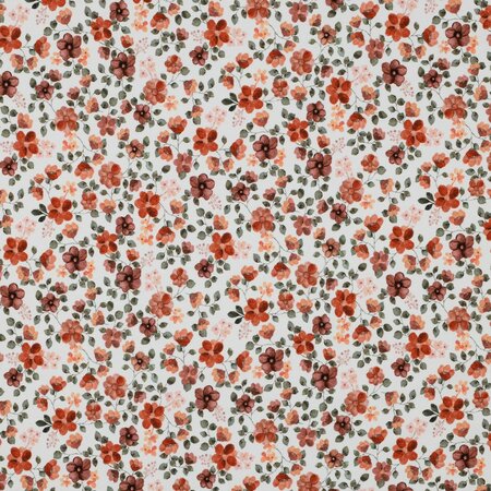 Verhees - Digital Flowers White/Peach - Jersey (GOTS)
