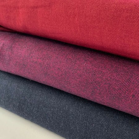 COUPON 60cm DEADSTOCK Herringbone Aubergine COTTON