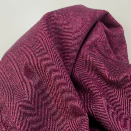 COUPON 60cm DEADSTOCK Herringbone Aubergine COTTON