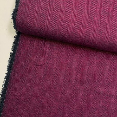 COUPON 60cm DEADSTOCK Herringbone Aubergine COTTON