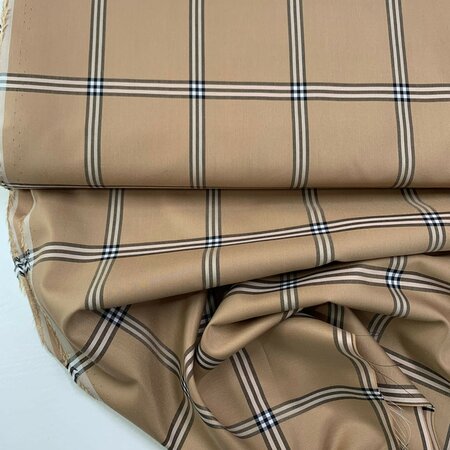 DEADSTOCK Camel Check COTTON SILK