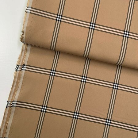 DEADSTOCK Camel Check COTTON SILK