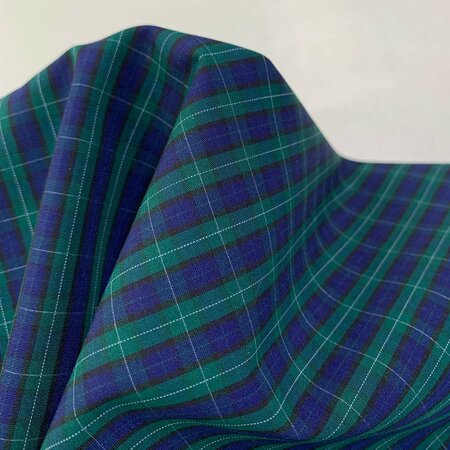 DEADSTOCK Dark Green Blue Checked COTTON