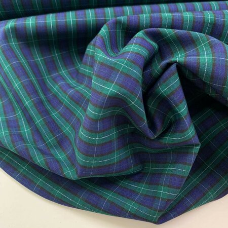 DEADSTOCK Dark Green Blue Checked COTTON