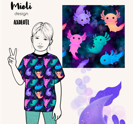 COUPON 65CM Mieli Design - Axolotl JERSEY (organic)