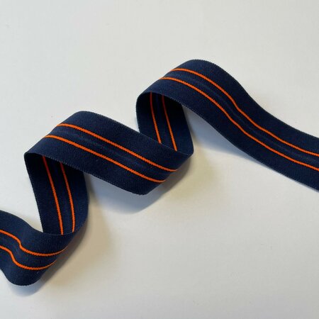 COUPON 200 CM Ansje - Fold over light 20mm - Marine/Orange