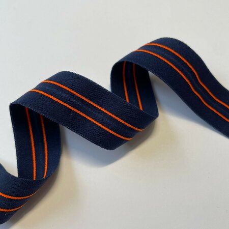 COUPON 200 CM Ansje - Fold over light 20mm - Marine/Orange