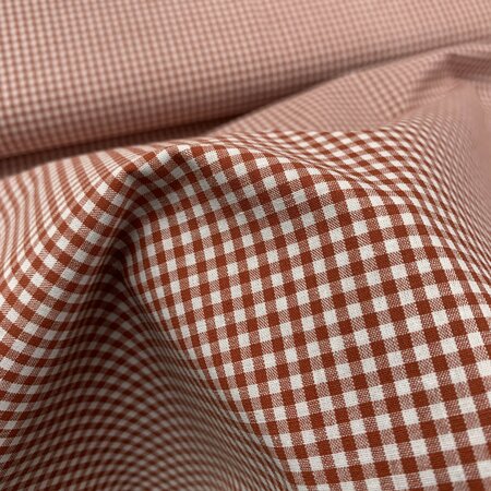 COUPON 115 CM Verhees - Yarn Dyed CHECK Terra - POPLIN KATOEN