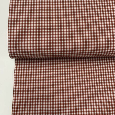 COUPON 115 CM Verhees - Yarn Dyed CHECK Terra - POPLIN KATOEN