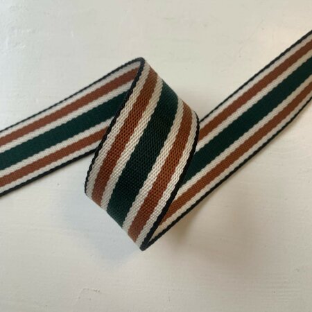 COUPON 130 CM Tassenband Lines Black, Mocha, Green, Ecru 40mm