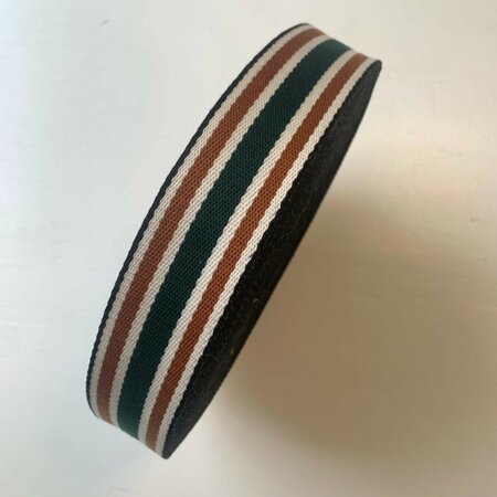COUPON 130 CM Tassenband Lines Black, Mocha, Green, Ecru 40mm