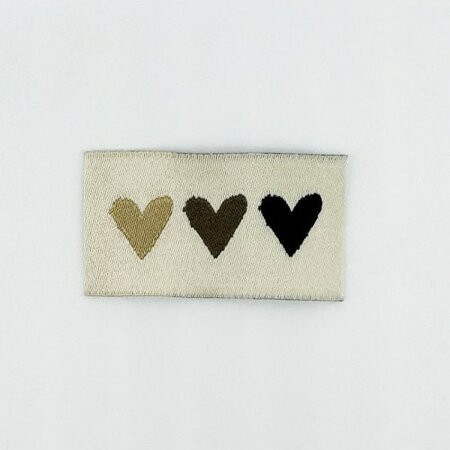 L'Etiquette Home Couture - Hearts Brown - woven labels