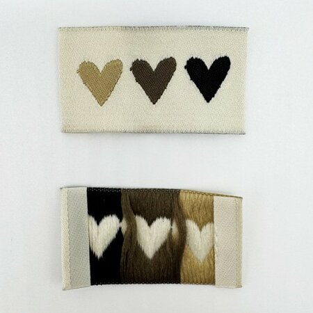 L'Etiquette Home Couture - Hearts Brown - woven labels