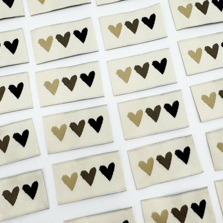 L'Etiquette Home Couture - Hearts Brown - woven labels
