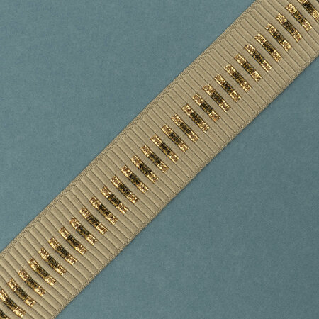 COUPON 70 CM Tassenband Cutted Beige-Beige Lurex-Brown 40mm