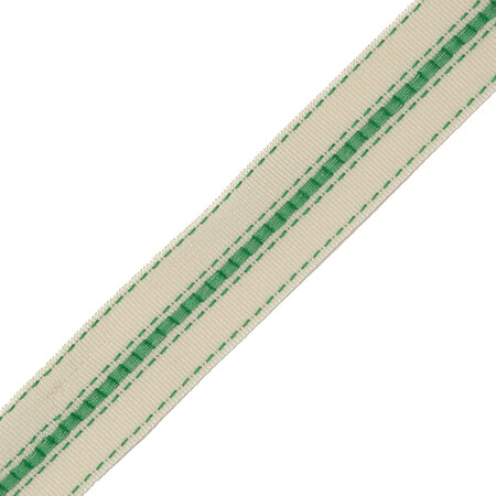 Sierband Cream - Green Stripes - 25mm