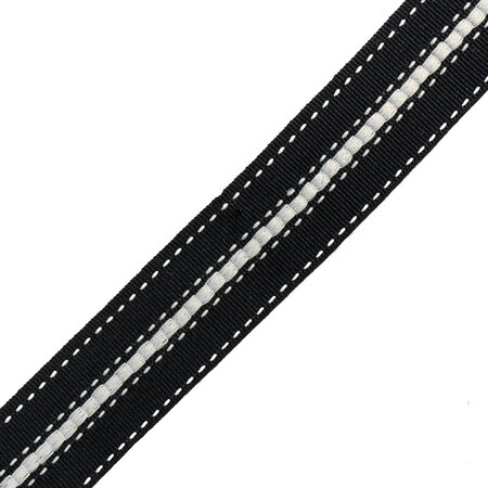 Sierband Blue - Black - White Stripes - 25mm