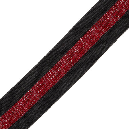 Sierband Knitted Dark Grey - Stripe Bordeaux - Pink Lurex 35mm 