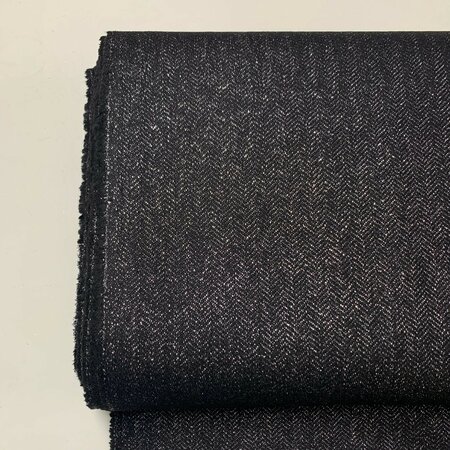 DEADSTOCK Sparkling Black Herringbone WOOL 