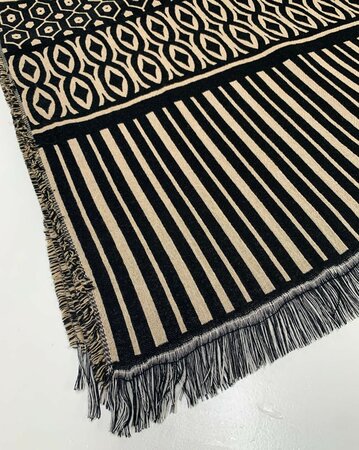 DEADSTOCK Cream Black JACQUARD WOOL PANEEL