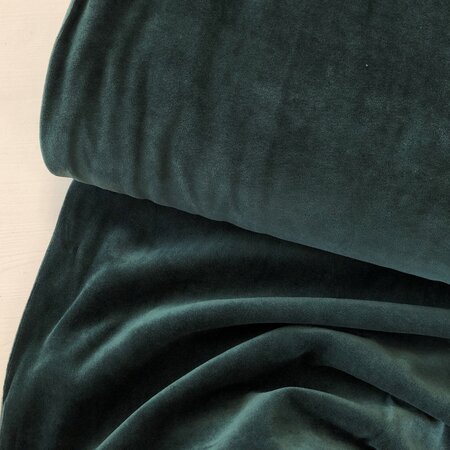 COUPON 165 CM C. Pauli - Dark Green Nicky Velours GOTS